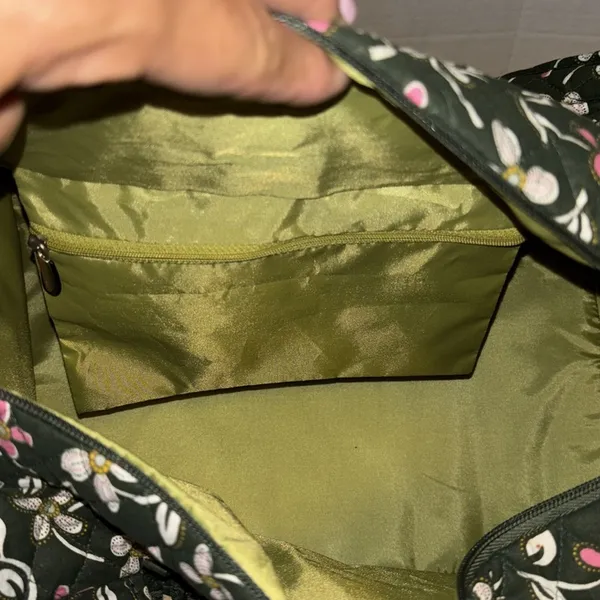 Source Unknown GREEN YELLOW FLORAL QUILTED DUFFLE BAG 2 HANDLES CROSSBODY STRAP LUGGAGE STRAP - Image 7