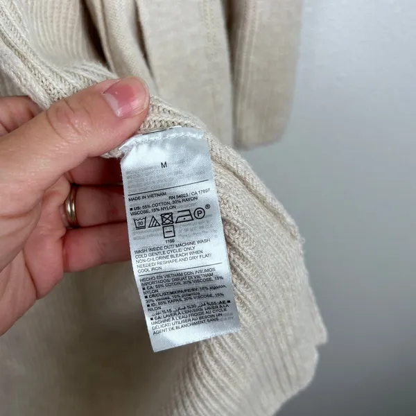 Old Navy Womens Long‎ Sleeve Open Front Ribbed Cardigan Beige M - Image 5