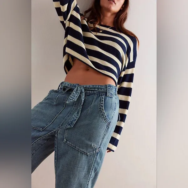 Free People We The Free Glitch Dropped Pull-On Jeans Size S - Image 5