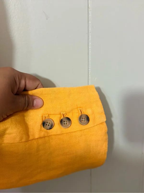 Sundance Pippa Cropped 100% Linen Blazer Sunset Yellow Size XS - Image 10