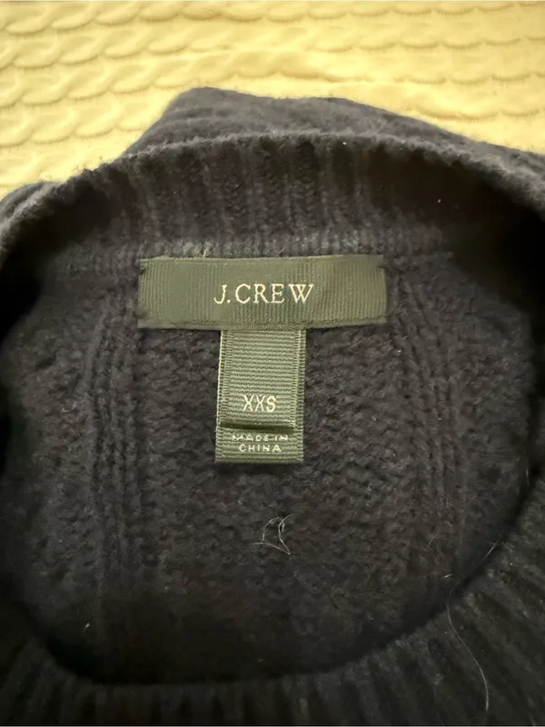 J. Crew Navy Cable-Knit Crewneck Sweater with Shoulder Buttons - Image 4