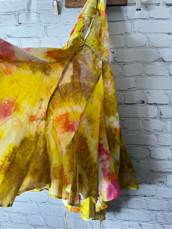 Zara Yellow & Pink Tie-Dye Flowy Halter Dress size small - Image 5