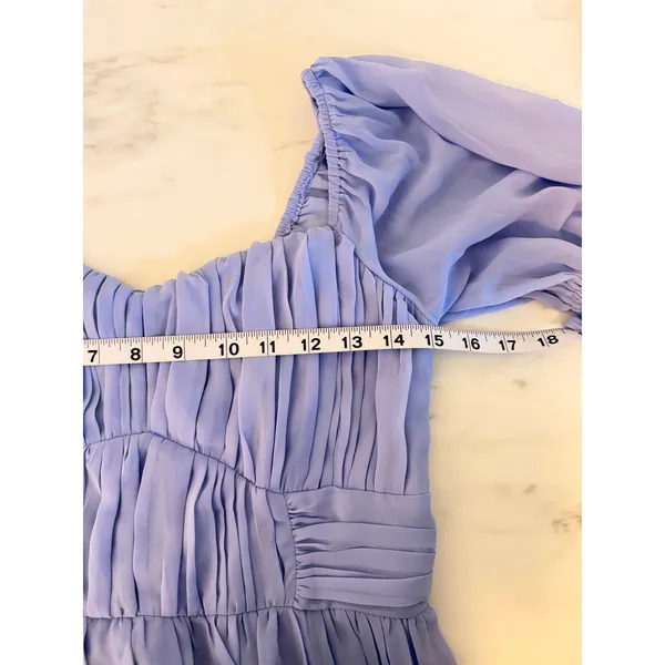 Abercrombie & Fitch Periwinkle Blue Pleated Smocked Puff Sleeve Mini Dress M - Image 8