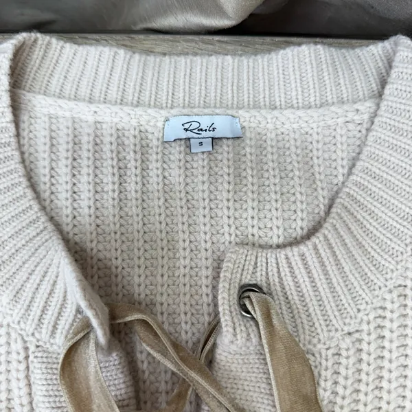 Rails Nicole Lace Wool Cashmere‎ Sweater Dress Revolve Cream Tan size small - Image 5