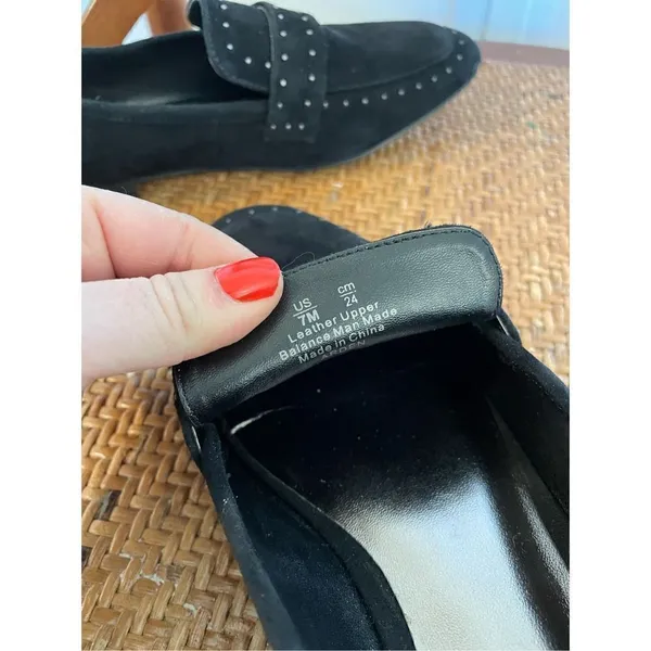 Bleeker & bond black suede studded loafers size 7 - Image 9