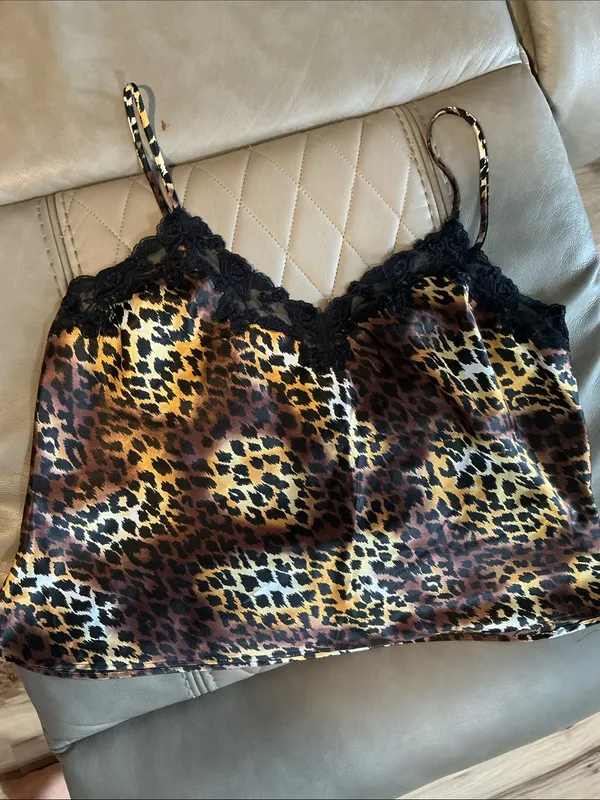 Victoria's Secret Leopard Print Satin Sleep Shorts in Brown and Gold - Image 6
