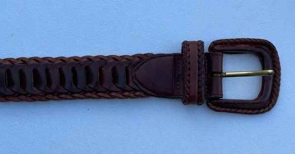 VTG Women’s Belt Brown Leather Braided Small - Image 3