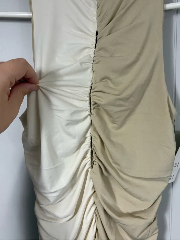 NWT Abercrombie & Fitch Bodycon Cinched Asymmetrical Ruched Midi Dress Small - Image 3