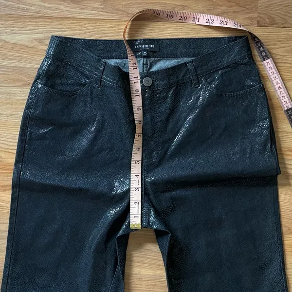 Lafayette 148 Black Shimmer Snakeskin Slim Leg Jeans Size 10 - Image 10