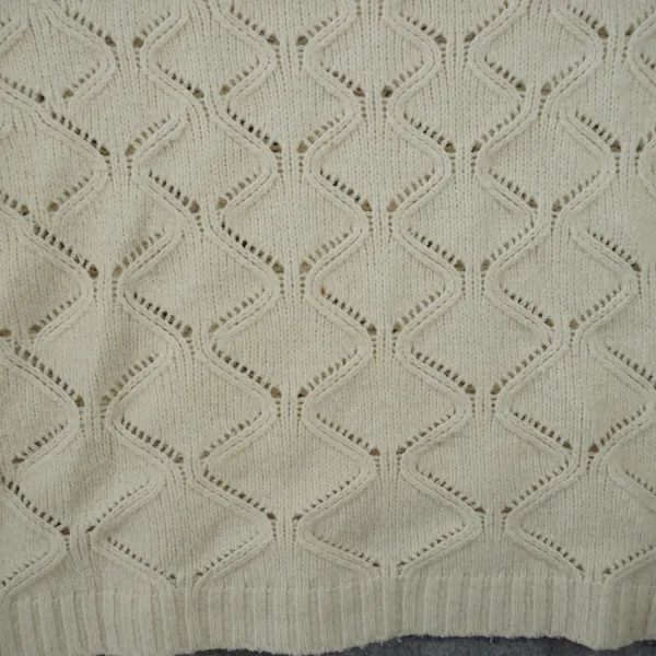 Joie Womens XL Ivory Cream Diamond Pointelle Knit Crewneck Sweater Long‎ Sleeve - Image 3