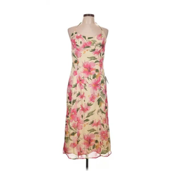 Lulus Harleigh Light Yellow Floral Halter Midi Dress Large Garden Party - Image 2