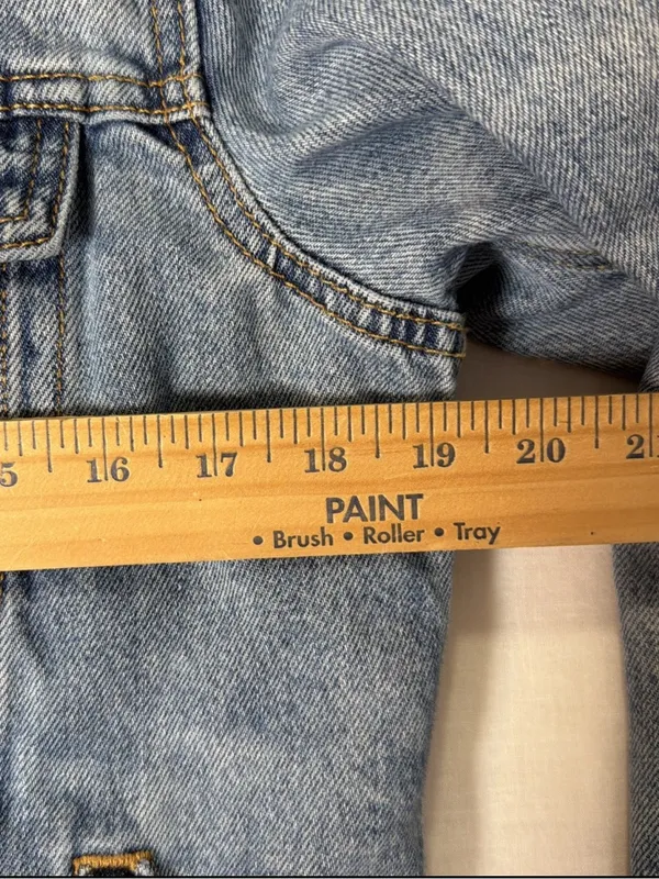 Levi's Sherpa Lined Blue denim Trucker Jacket Button Snap Closure S - Image 9
