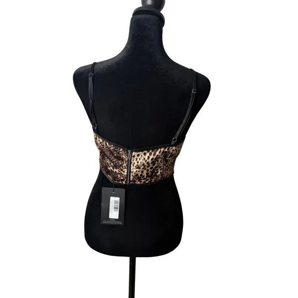 PLT Leopard Animal Print‎ Corset Top Brown Size 4 y2k Statement Maximalist NEW - Image 6