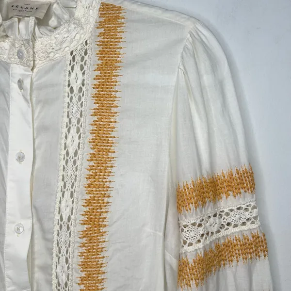 Sezane Embroidered Midi Shirt Dress Size 38/M - Image 6