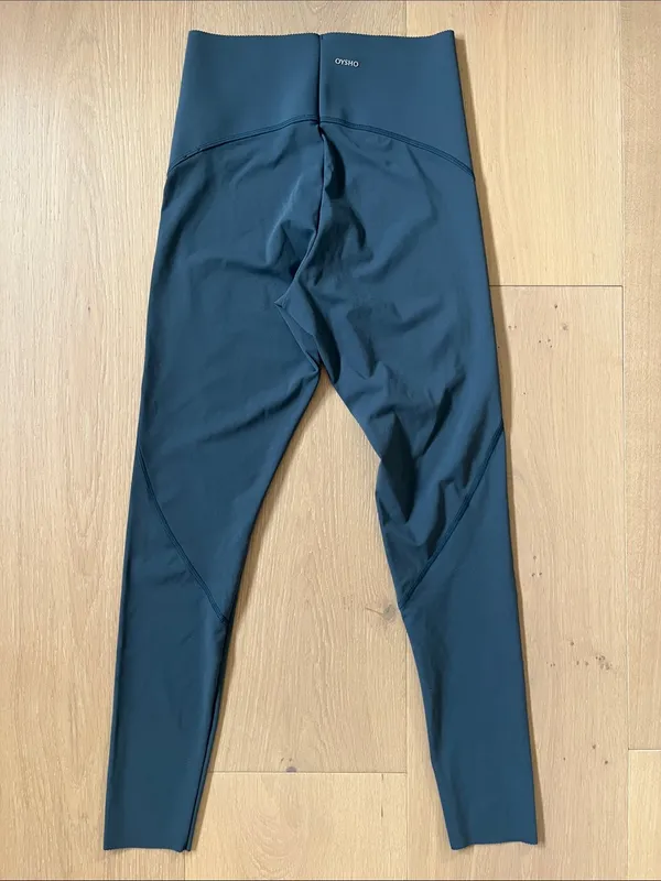 Like New Oysho High-Waisted Compressive Leggings Dark Green Grey Women's Medium - Image 2