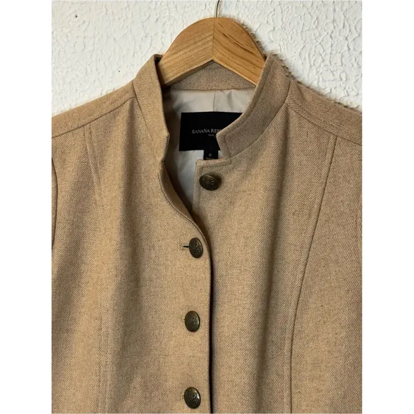 Banana Republic Camel Wool-Blend Stand Collar Jacket - Image 5