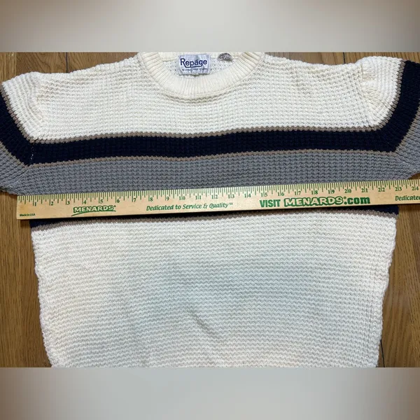 Vintage Striped White And Blue Women’s Sweater by‎ Repage Large - Image 5