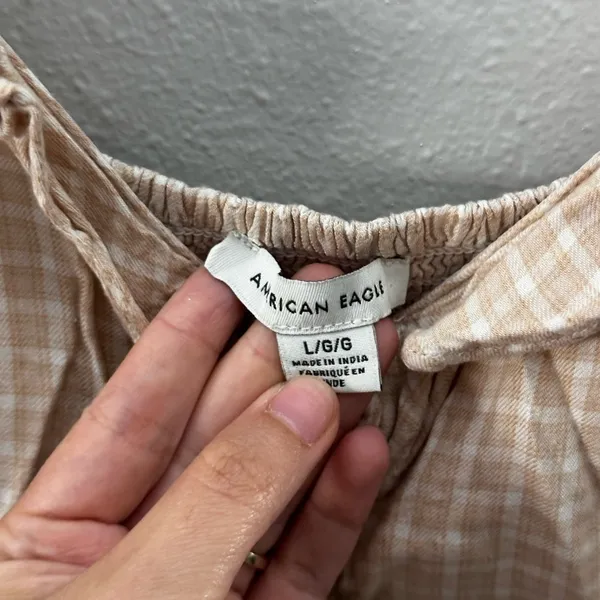 American Eagle Women‎ Beige Plaid Mini dress size L - Image 6