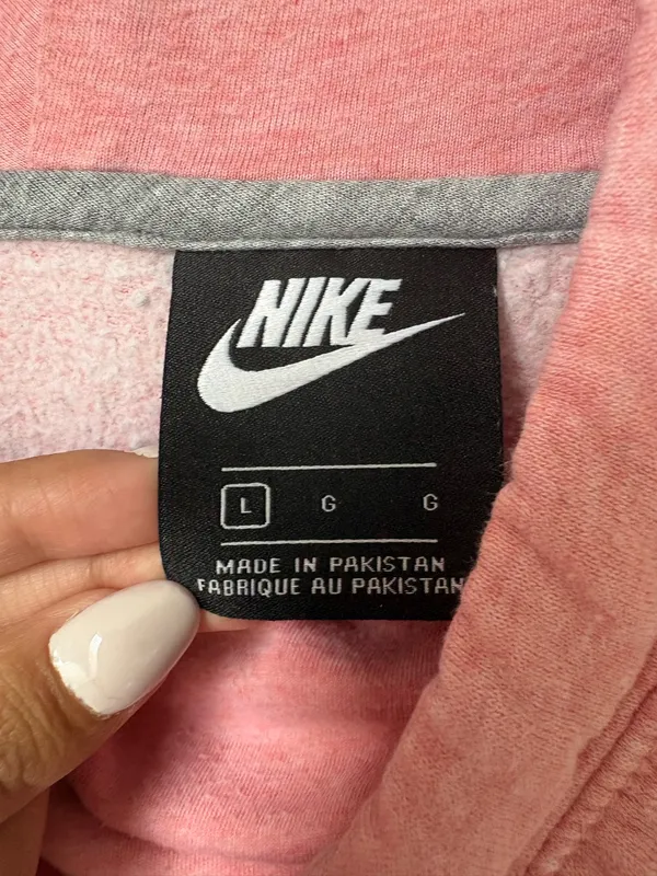 Nike Pink Women Crewneck Hoodie With White Swoosh L - Image 3