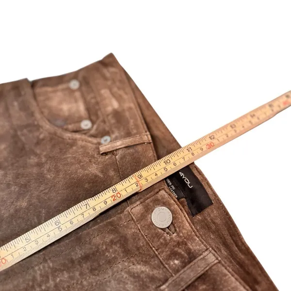 4You Brown Pig Suede Leather Flare Pants 28 Waist Boho Western Vintage NWOT EUC - Image 12