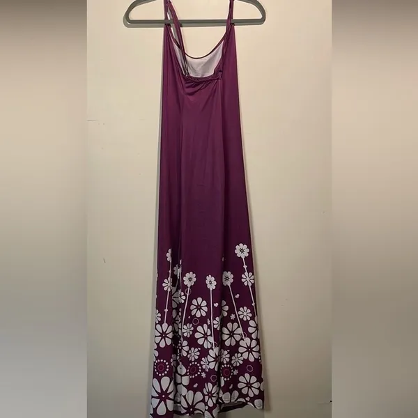 Sheilay- NWT Purple & White Floral Maxi Dress w/Criss Cross Back Straps- Size L - Image 2