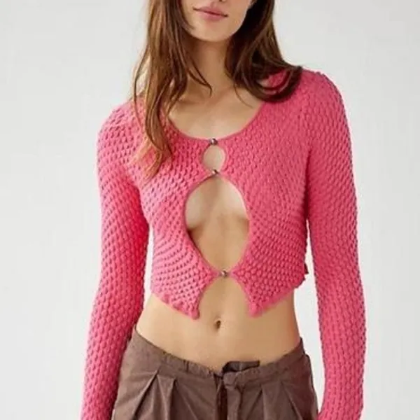 Urban-outfitters Women's Pink Crop-top - Image 6