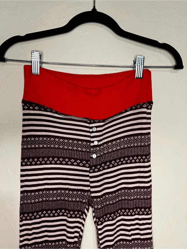 Aerie‎ Thermal Red Striped Lounge Wear Pajama Cozy Jogger Pants - Image 3