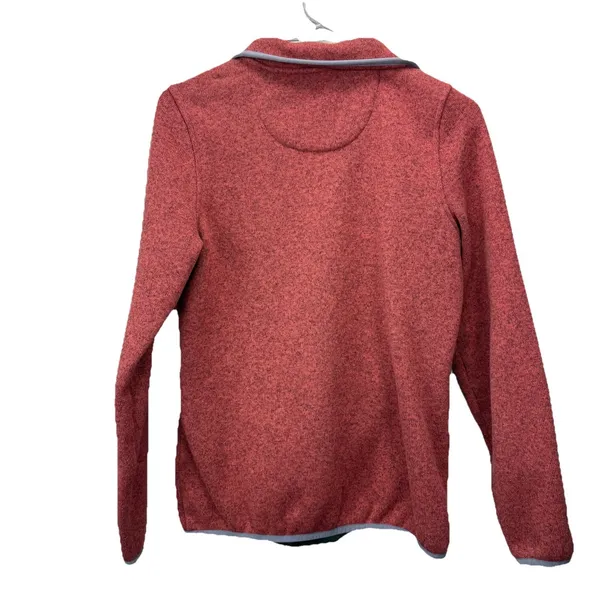 LL Bean Womens Rust Orange Sweater Fleece Pullover 1/4 Snap Size XS Pockets - Image 6