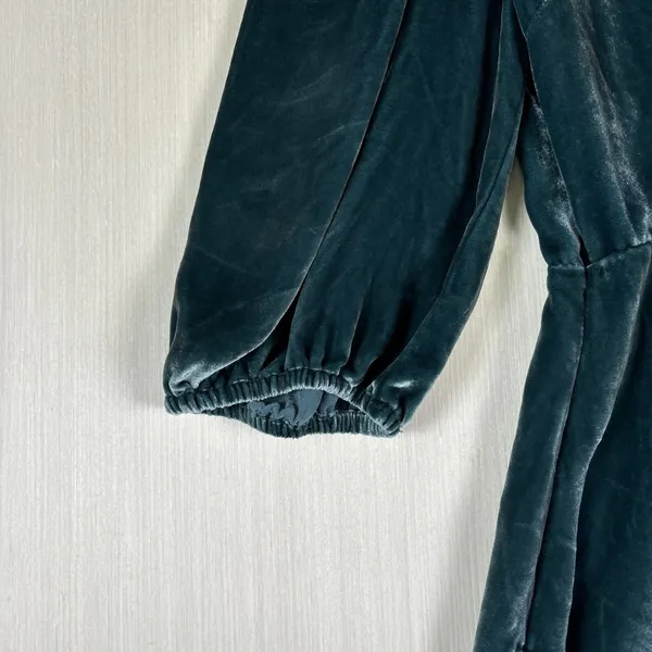 Aritzia Wilfred Lyric Women's Dress Sz 0 Green Velvet Silk Blend Mini Faux‎ Wrap - Image 3