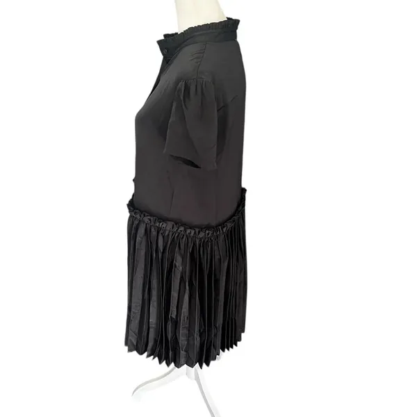 Taylor Tillman Katie Black Pleated Shirt Dress Puff Sleeve NWT S - Image 6