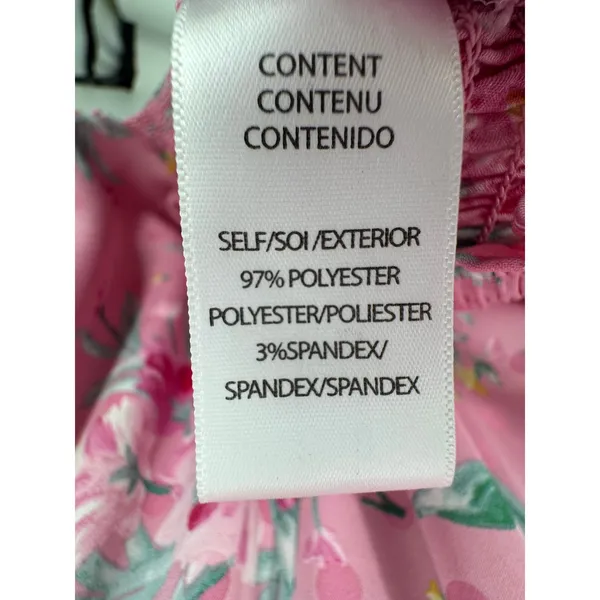 Wayf blouse women's large smocked high neck satin floral balloon sleeve pink - Image 8