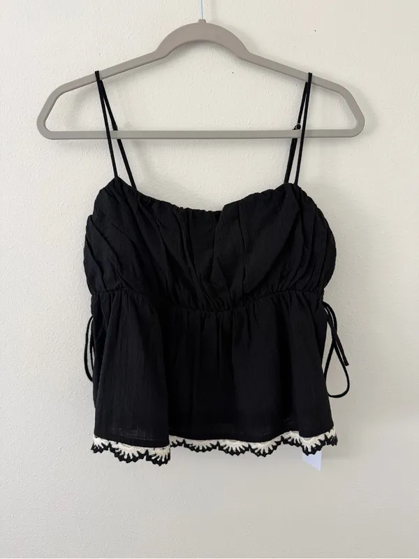 Anthropologie NWT Lumiere Lillian Lace Side Tie Romantic Summer Cotton/rayon tank size medium - Image 5
