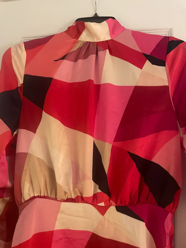 Long Sleeve Multi Colored Silk Dress - Image 2