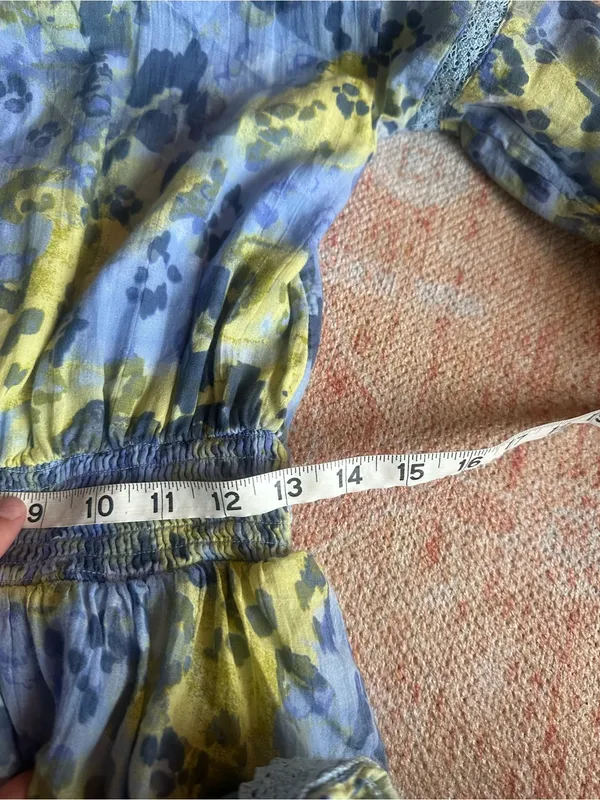 Aerie Rock n Ruffle animal print mini dress blue and green flowy size small - Image 9