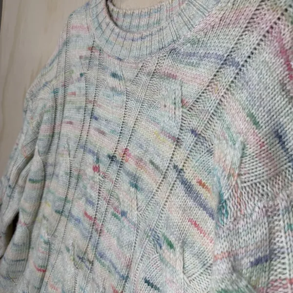 American Eagle Sweater‎ Womens M Pastel Knit Cable Crewneck Cozy Soft - Image 2