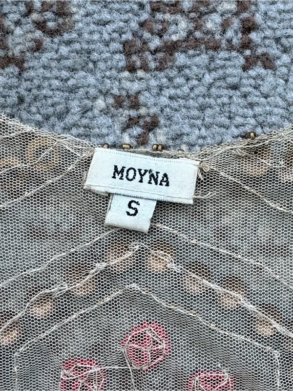 Moyna Sheer Beaded Embroidered Bolero Cardigan Small - Image 2