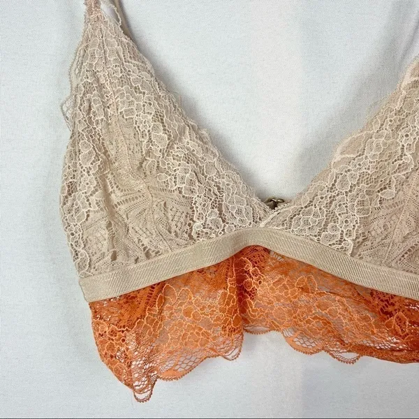 Madewell‎ Longline Lace Bralette Beige Blush & Orange M - Image 4