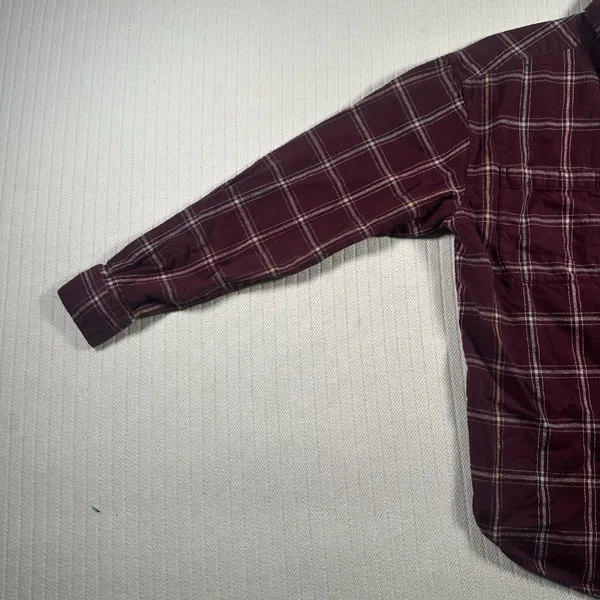 Woolrich Women’s Size 10 Plaid Flannel Button Front Long Sleeve Shirt Burgundy - Image 13
