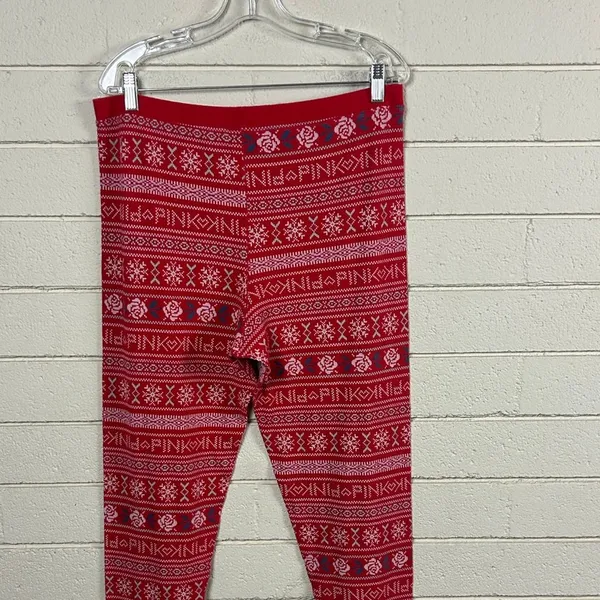 PINK Victoria’s Secret Red Snowflake Pajama Pants size XL - Image 7