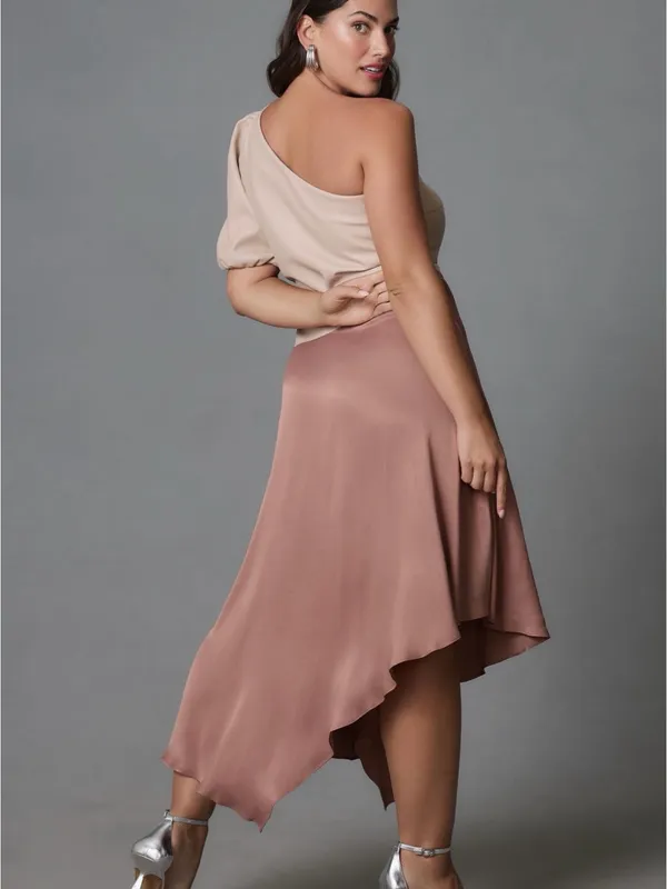Anthropologie Asymmetric Faux Leather One-Shoulder Midi Dress - Image 2