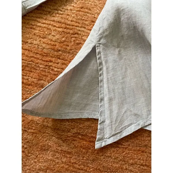 JONES NEW YORK SPORT Linen Bottom Down Grey Shirt - Image 3