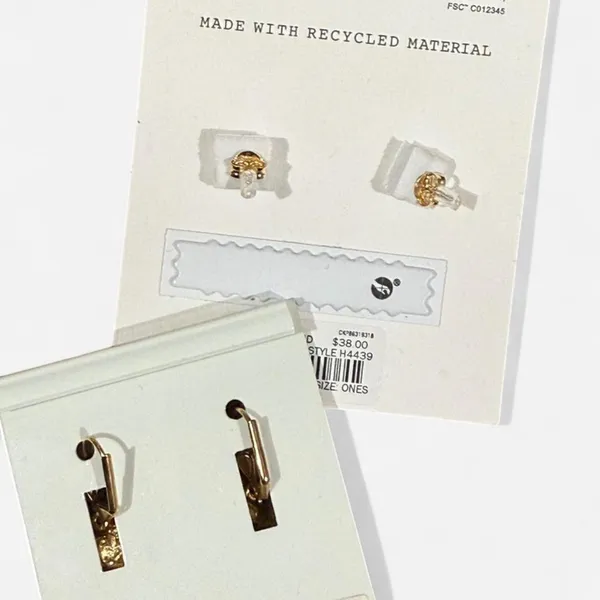 1928 Gold Heart‎ Earrings + Madewell earrings bundle - Image 4
