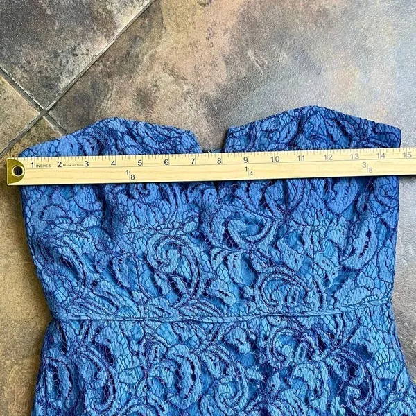 J. Crew Blue Lace Strapless Sweetheart Mini Dress 6 - Image 3