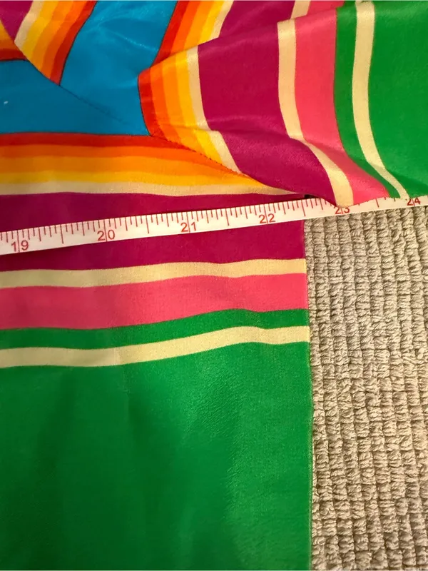 Lauren Ralph Lauren XL Rainbow Stripe 100% Silk Blouse Colorful Tunic Top - Image 4