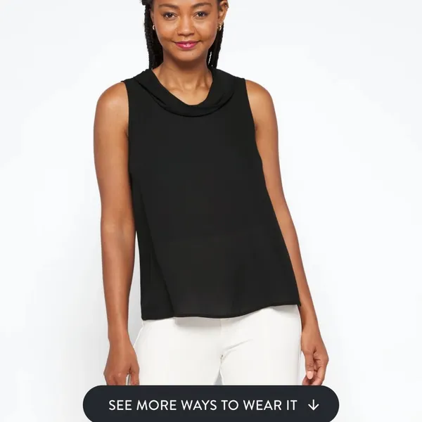 Beacon Apparel Harmony‎ Cowl Neck Blouse Black Size XL - Image 5