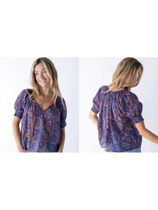 Natural Life Boho Paisley Peasant Top Size XL - Image 2