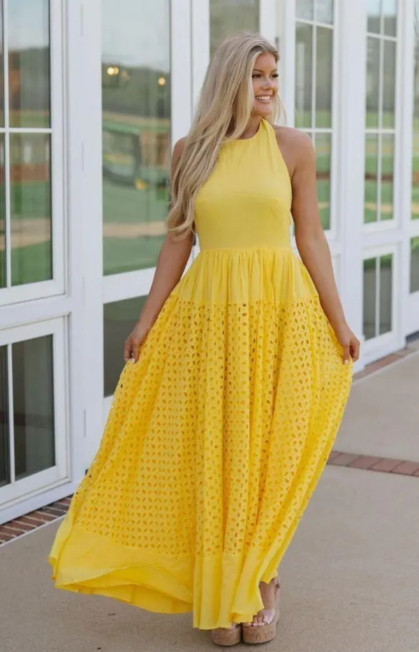 Halter Eyelet Maxi Dress - Image 2