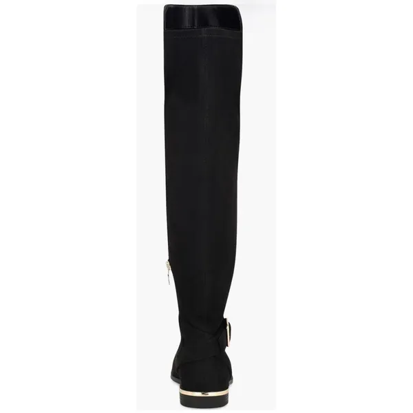 Nine West Black Suede Tall Knee High Buckle Boots Gold Trim Womens Size 8M - Image 2