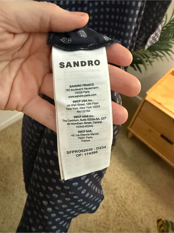 SANDRO Button-embellished printed silk-twill midi dress NWT 42 US10 - Image 5