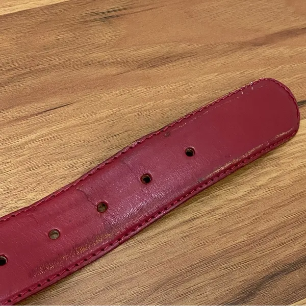 Vintage MILOR 11612 Burgundy Genuine Leather Brass-tone Buckle Women’s Belt M - Image 9